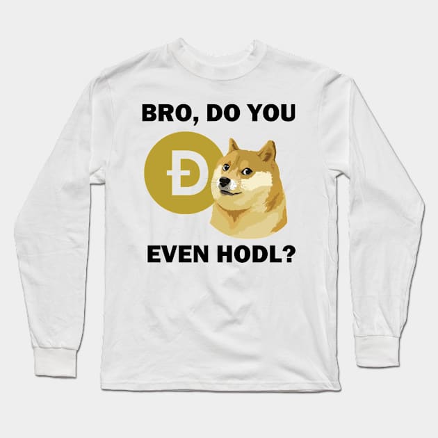 Bro Doge Black Logo Long Sleeve T-Shirt by BobaMikeTea